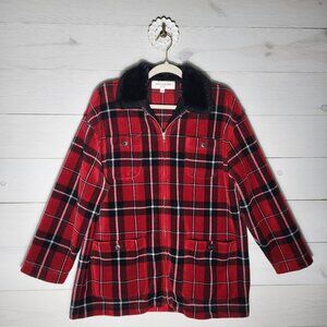 Women's plaid zip up soft jacket  Preppy Christmas cabincore